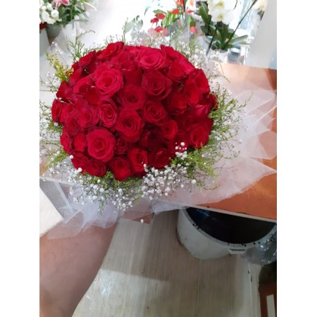 50 kırmızı gül buketi